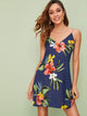 Double V-Neck Floral Print Cami Dress