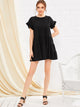 Solid Ruffle Spliced Dress