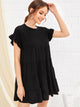 Solid Ruffle Spliced Dress