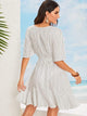 Surplice Neck Tied Shirred Waist Striped Dress