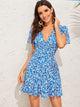 Flutter Sleeve Tie Side Flippy Hem Wrap Dress
