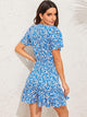 Flutter Sleeve Tie Side Flippy Hem Wrap Dress