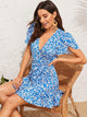Flutter Sleeve Tie Side Flippy Hem Wrap Dress