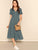 Allover Print Puff Sleeve Button Detail Dress