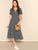 Allover Print Puff Sleeve Button Detail Dress