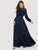 Lace Yoke Ribbon Tie Satin Maxi Dress