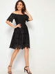 Off Shoulder Fit & Flare Guipure Lace Dress