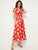 Large Floral Print Ruffle Hem Belted Surplice Dress