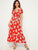 Large Floral Print Ruffle Hem Belted Surplice Dress