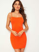Neon Orange Solid Bodycon Cami Dress