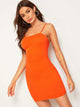 Neon Orange Solid Bodycon Cami Dress