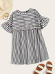 Colorful Pompom Detail Striped Smock Dress