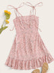 Knot Strap Shirred Back Ditsy Floral Dress