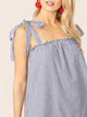 Knot Shoulder Drop Waist Striped Dress