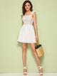 Shirred Back Schiffy Dress With Ruffle Strap