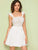 Shirred Back Schiffy Dress With Ruffle Strap