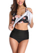 Floral Hanky Hem Top With High Waist Bikini Set