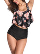 Floral Hanky Hem Top With High Waist Bikini Set