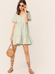V-neck Ruffle Hem Babydoll Dress