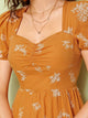 Floral Print Ruched Front Flare Dress
