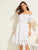 Off Shoulder Fit & Flare Guipure Lace Dress