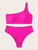 Plus Neon Pink One Shoulder Bikini Set