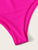 Plus Neon Pink One Shoulder Bikini Set