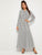 Tie Neck Love Print Frill Trim Maxi Dress