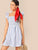 Ruffle Armhole Shirred Bodice Striped Dress