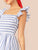Ruffle Armhole Shirred Bodice Striped Dress