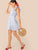 Ruffle Armhole Shirred Bodice Striped Dress