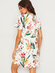 Keyhole Back Scallop Trim Floral Print Dress