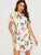 Keyhole Back Scallop Trim Floral Print Dress