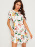 Keyhole Back Scallop Trim Floral Print Dress