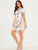 Keyhole Back Scallop Trim Floral Print Dress