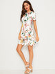 Keyhole Back Scallop Trim Floral Print Dress