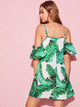 Tropical Print Cold Shoulder Dress