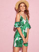 Tropical Print Cold Shoulder Dress
