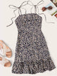 Knot Strap Shirred Back Ditsy Floral Dress