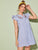 V-neck Ruffle Armhole Embroidery Striped Dress