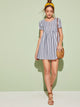 Striped Button Front Babydoll Dress