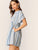 Rolled Cuff Pocket Side Striped Smock Dress