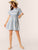 Rolled Cuff Pocket Side Striped Smock Dress