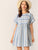 Rolled Cuff Pocket Side Striped Smock Dress