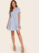 Keyhole Back Striped Smock Dress