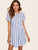 Keyhole Back Striped Smock Dress