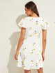 Dot & Flower Print Flutter Sleeve Tea Dress