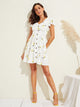 Dot & Flower Print Flutter Sleeve Tea Dress