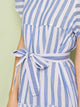 Ruffle Hem Self Tie Striped Dress