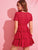 Plunging Neck Layered Ruffle Hem Schiffy Dress